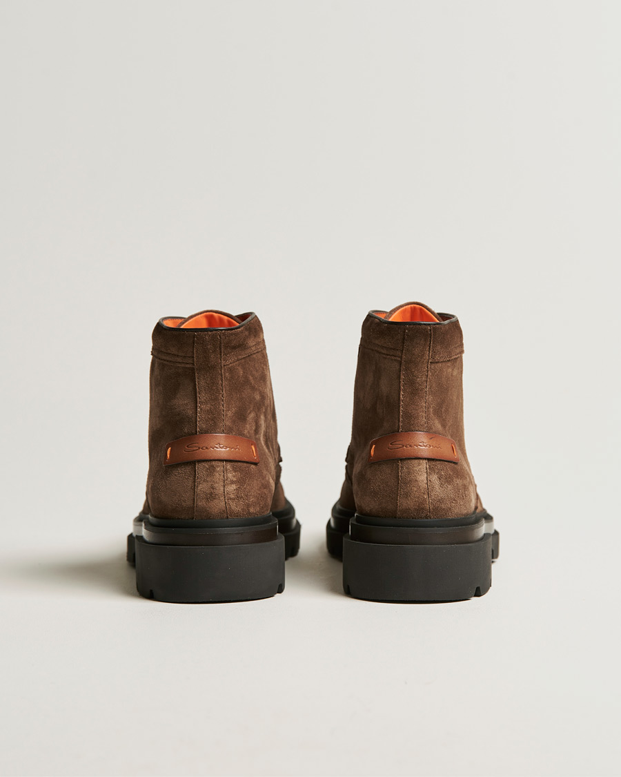Herre | Santoni Brogue Winter Boot Dark Brown Suede | Santoni | Brogue Winter Boot Dark Brown Suede