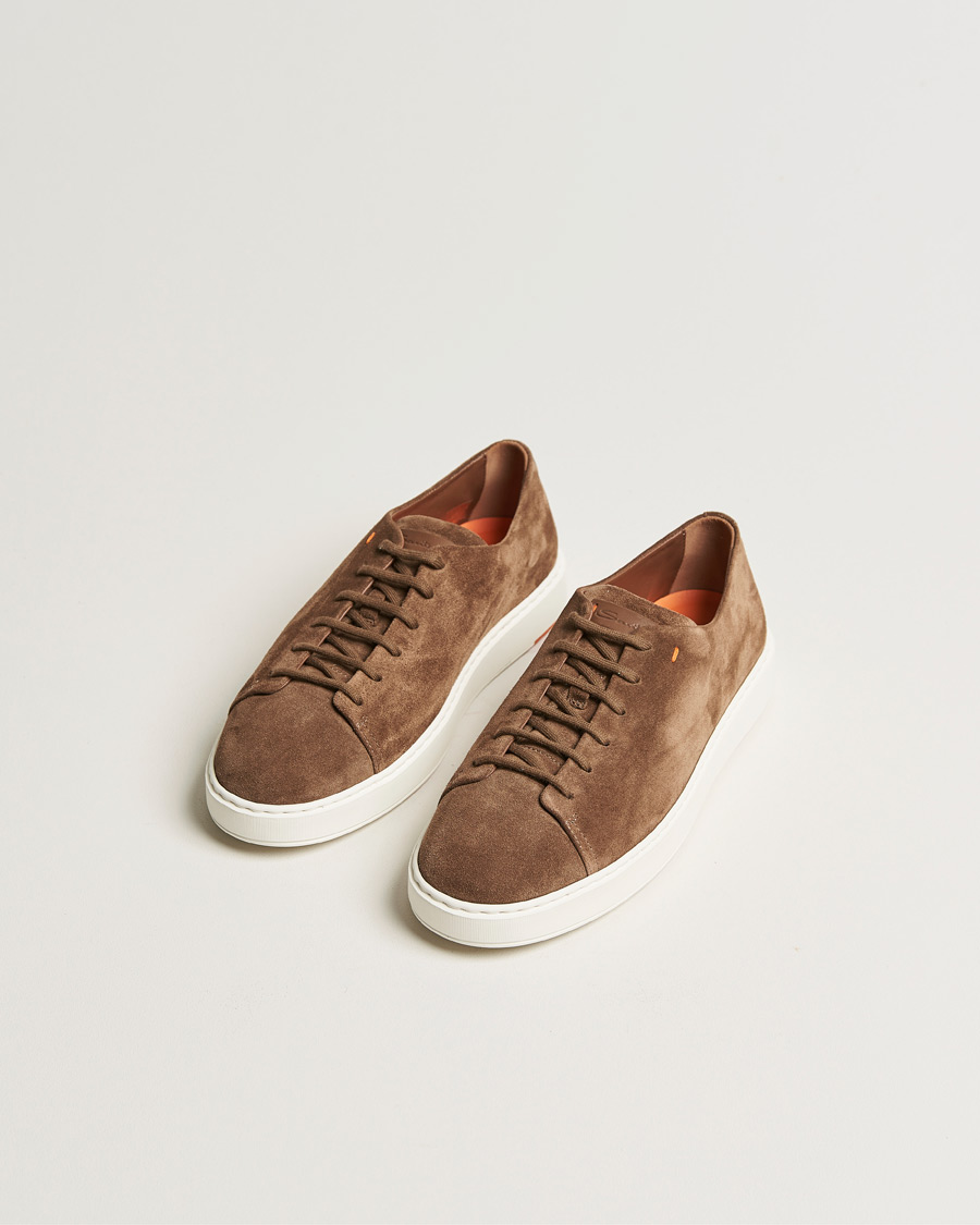 Herre | Santoni Cleanic Sneakers Dark Brown Suede | Santoni | Cleanic Sneakers Dark Brown Suede