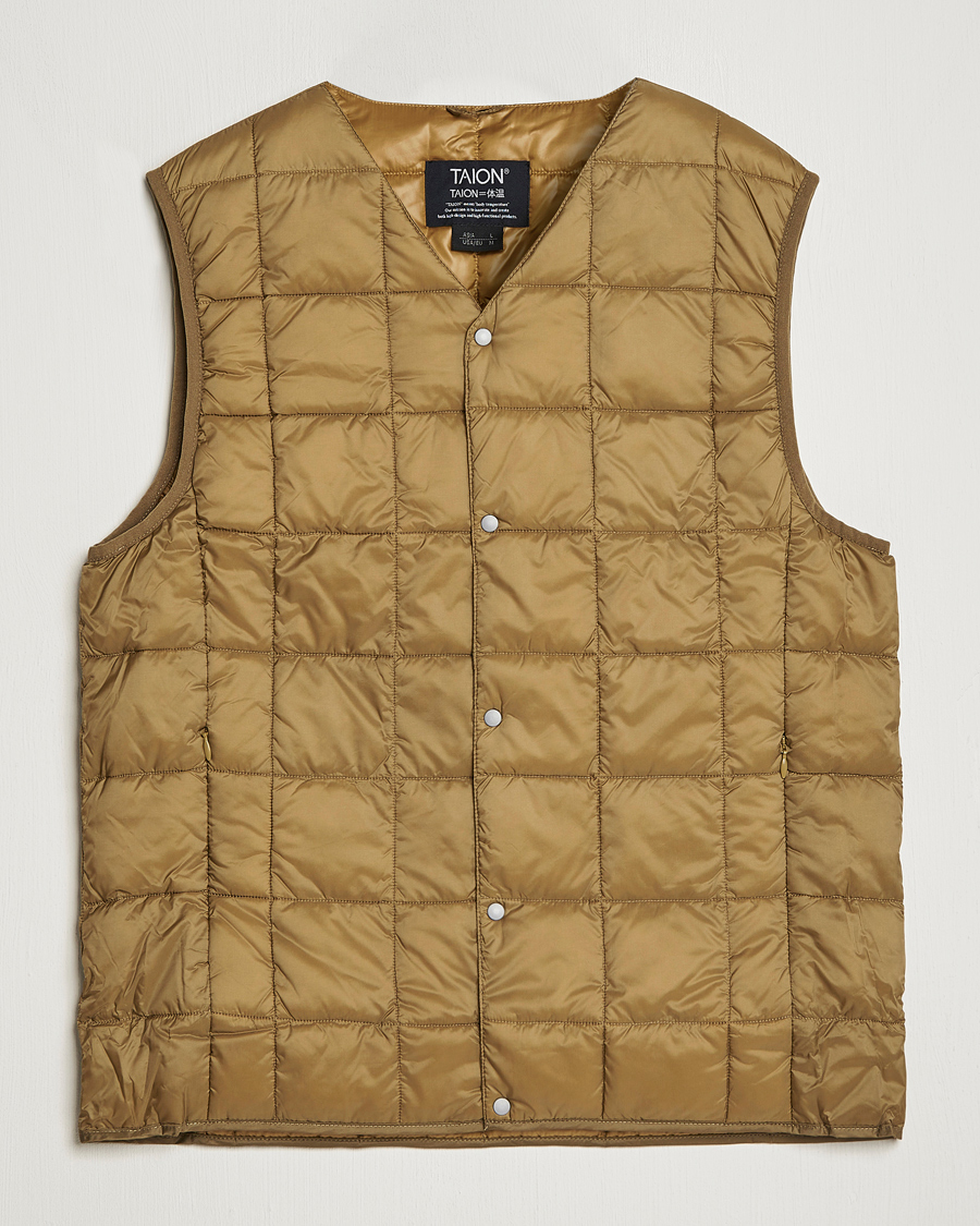 Herre | Jakker | TAION | V-Neck Lightweight Down Vest Beige