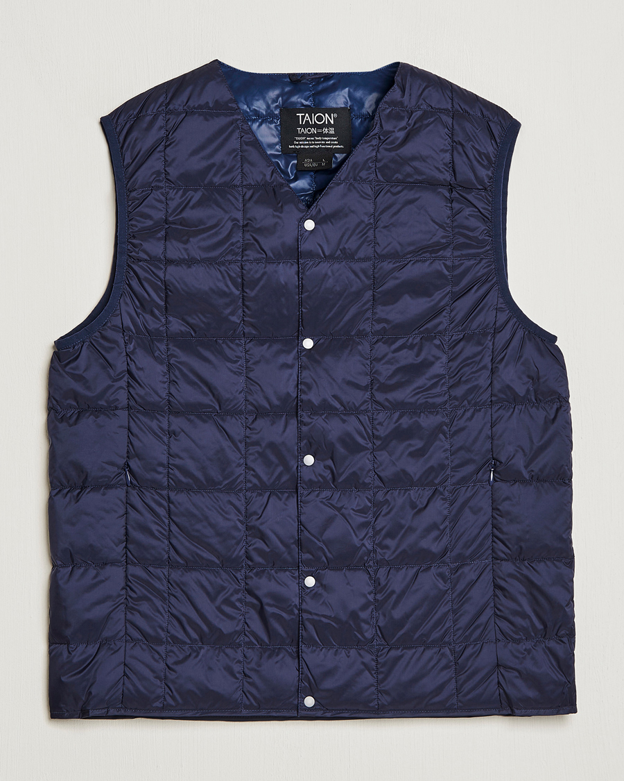 Herre | Jakker | TAION | V-Neck Lightweight Down Vest Navy