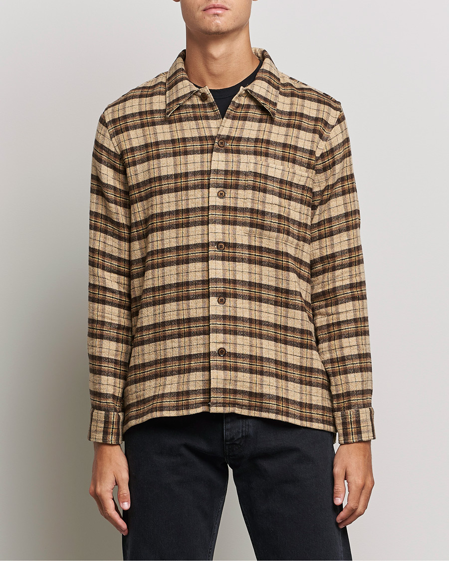 Herre | Skjorter | Sunflower | Spacey Wool Overshirt Brown Check