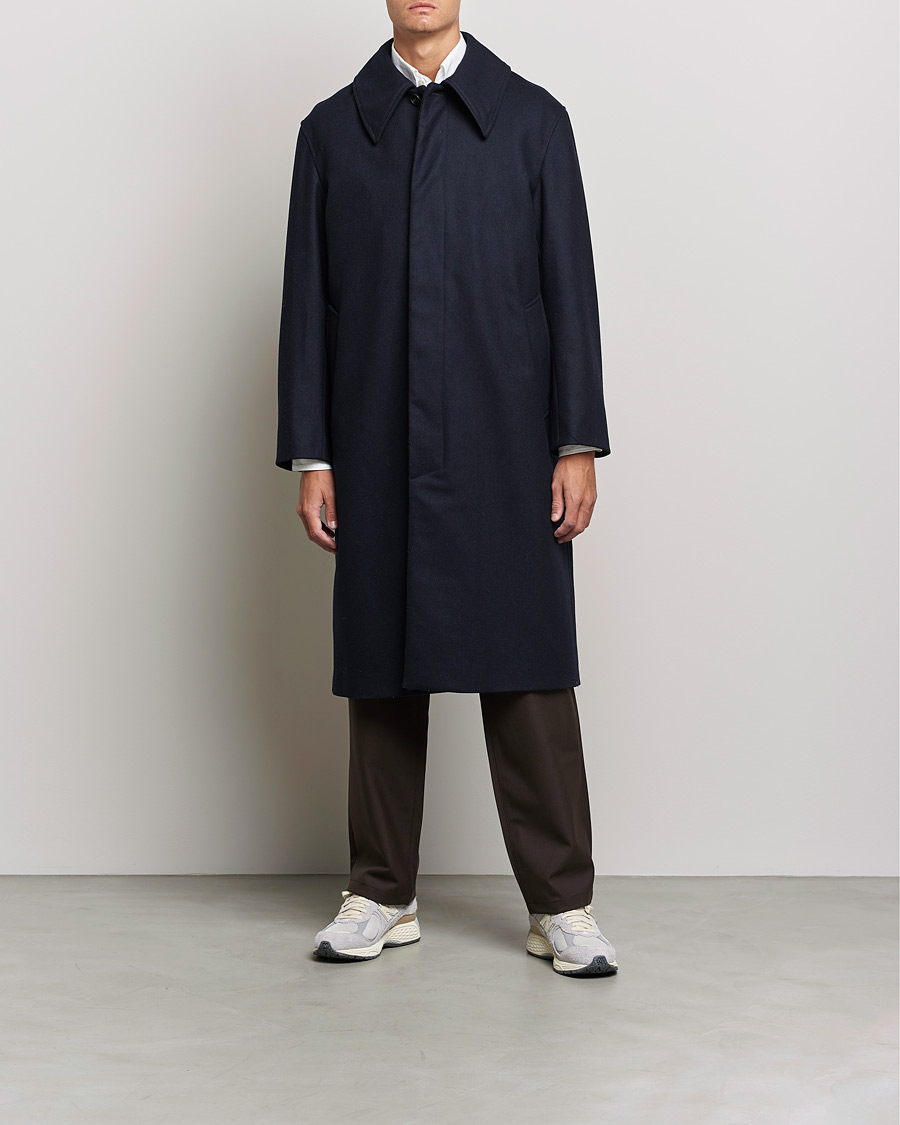 Herre | Jakker | Sunflower | Heavy Wool Winter Coat Dark Navy