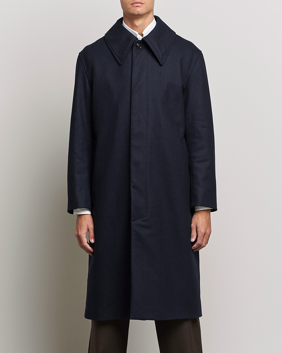 Herre | Jakker | Sunflower | Heavy Wool Winter Coat Dark Navy