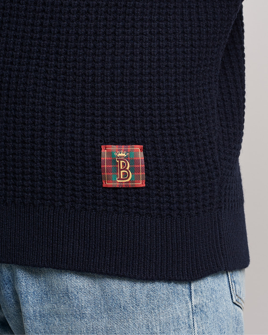 Herre | Trøjer | Baracuta | Wool Waffle Knit Turtleneck Dark Navy