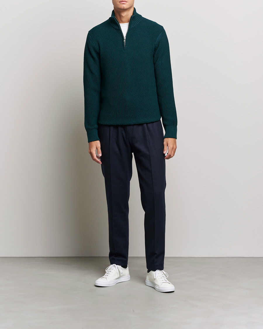 Herre | Trøjer | Orlebar Brown | Lennard Merino Waffle Half Zip Bristlecone Pine