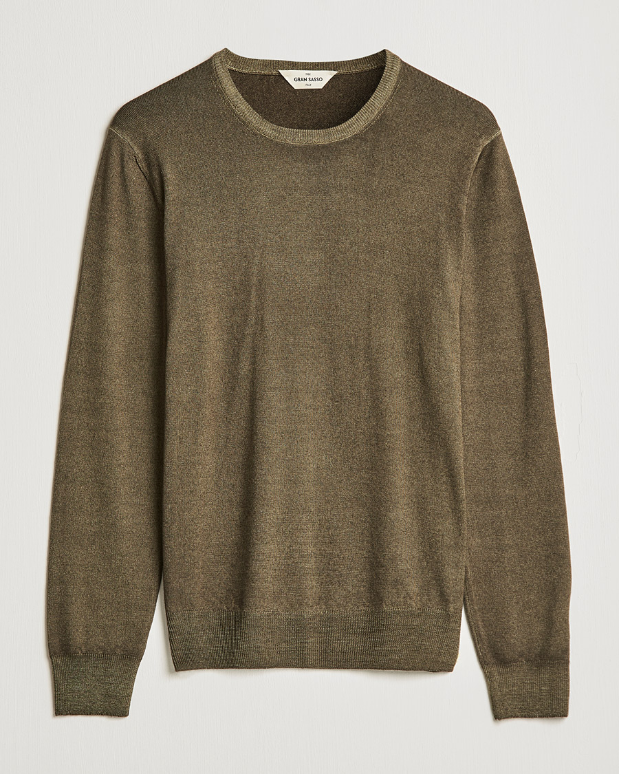 Herre | Trøjer | Gran Sasso | Vintage Merino Fashion Fit Crew Neck Pullover Green