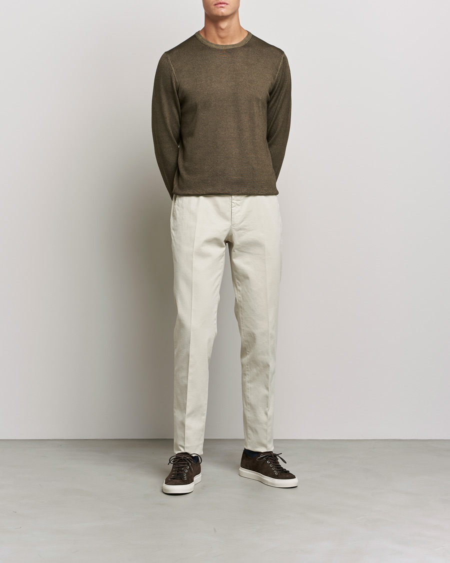 Herre | Trøjer | Gran Sasso | Vintage Merino Fashion Fit Crew Neck Pullover Green