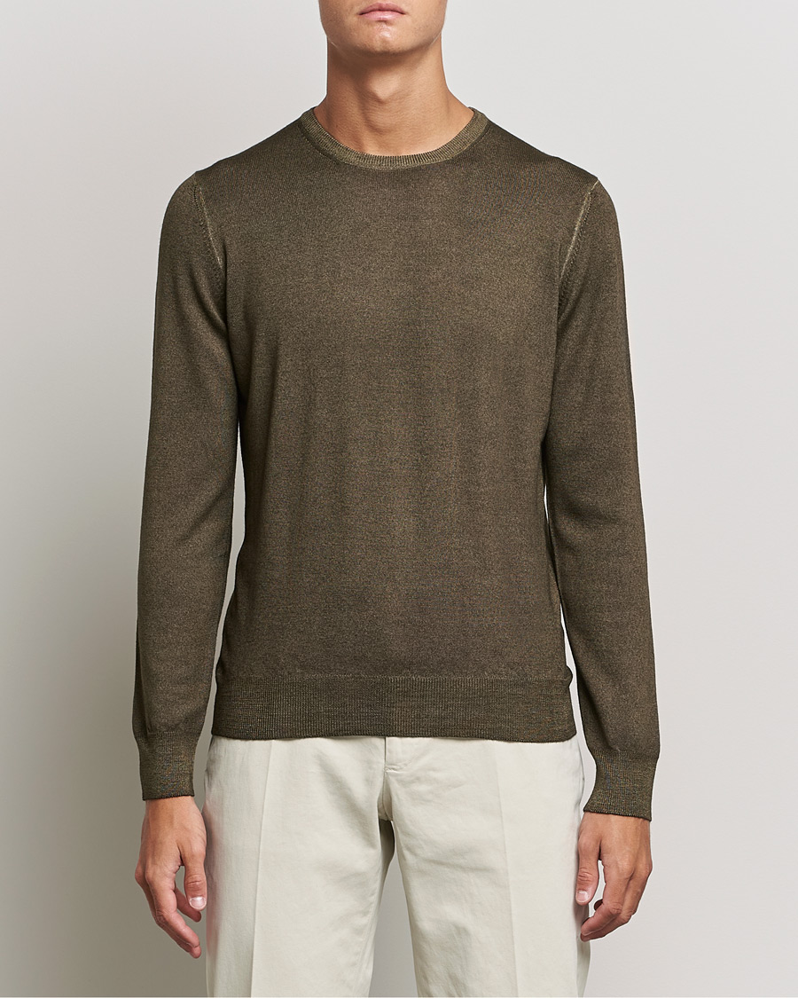 Herre | Trøjer | Gran Sasso | Vintage Merino Fashion Fit Crew Neck Pullover Green