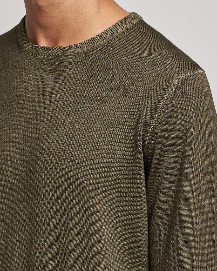 Herre | Trøjer | Gran Sasso | Vintage Merino Fashion Fit Crew Neck Pullover Green