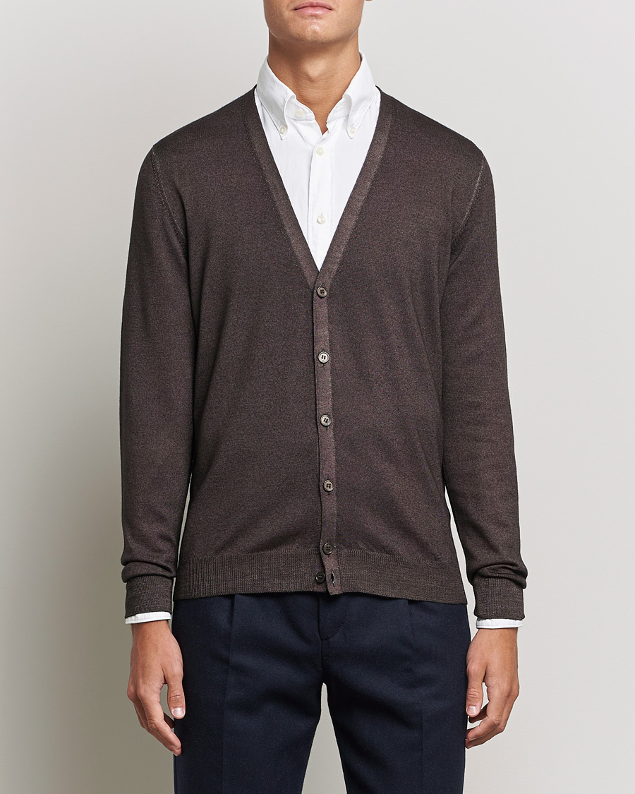 Herre | Cardigans | Gran Sasso | Vintage Merino Fashion Fit Cardigan Brown
