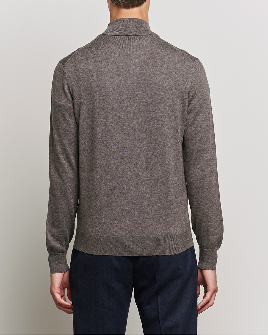 Herre | Trøjer | Gran Sasso | Merino Fashion Fit Full Zip Mud Brown