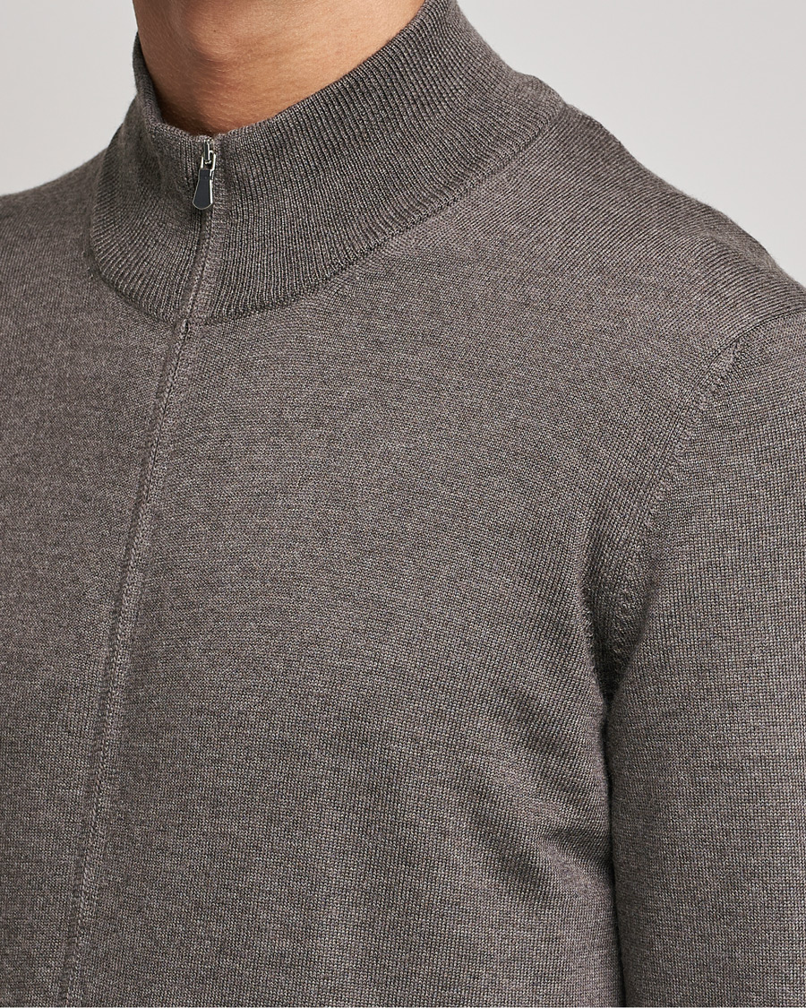 Herre | Trøjer | Gran Sasso | Merino Fashion Fit Full Zip Mud Brown