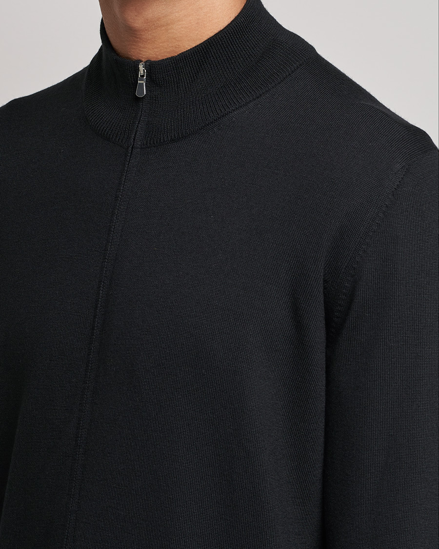 Herre | Trøjer | Gran Sasso | Merino Fashion Fit Full Zip Black