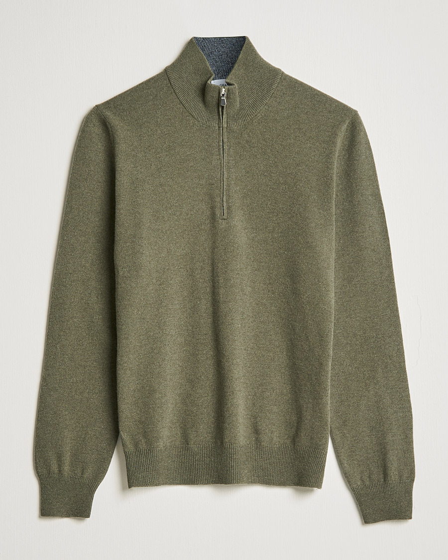 Herre | Trøjer | Gran Sasso | Wool/Cashmere Half Zip Olive Green