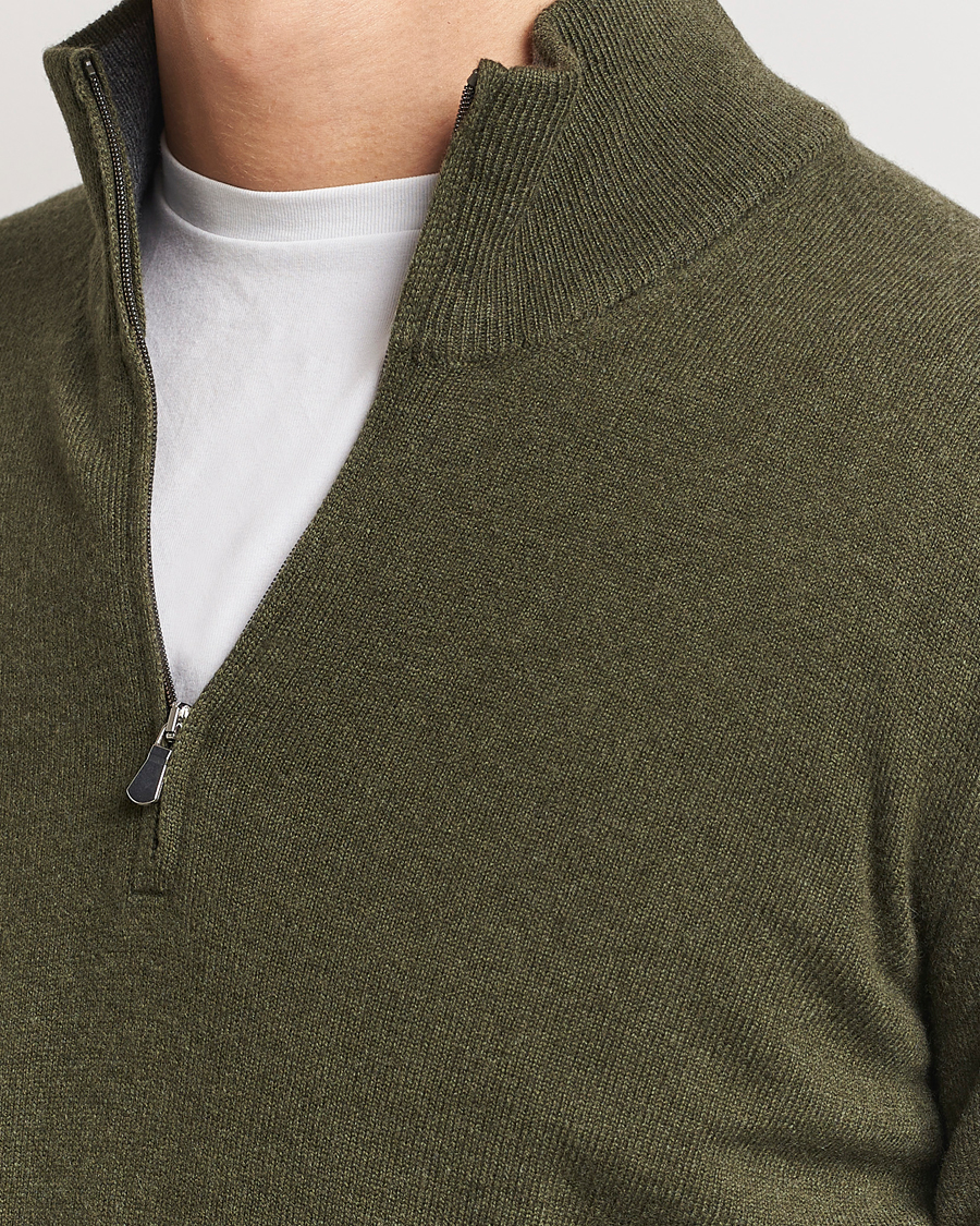 Herre | Trøjer | Gran Sasso | Wool/Cashmere Half Zip Olive Green