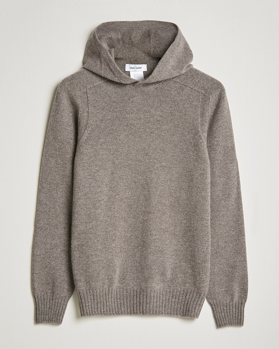 Herre | Trøjer | Gran Sasso | Wool Hoodie Taupe Melange
