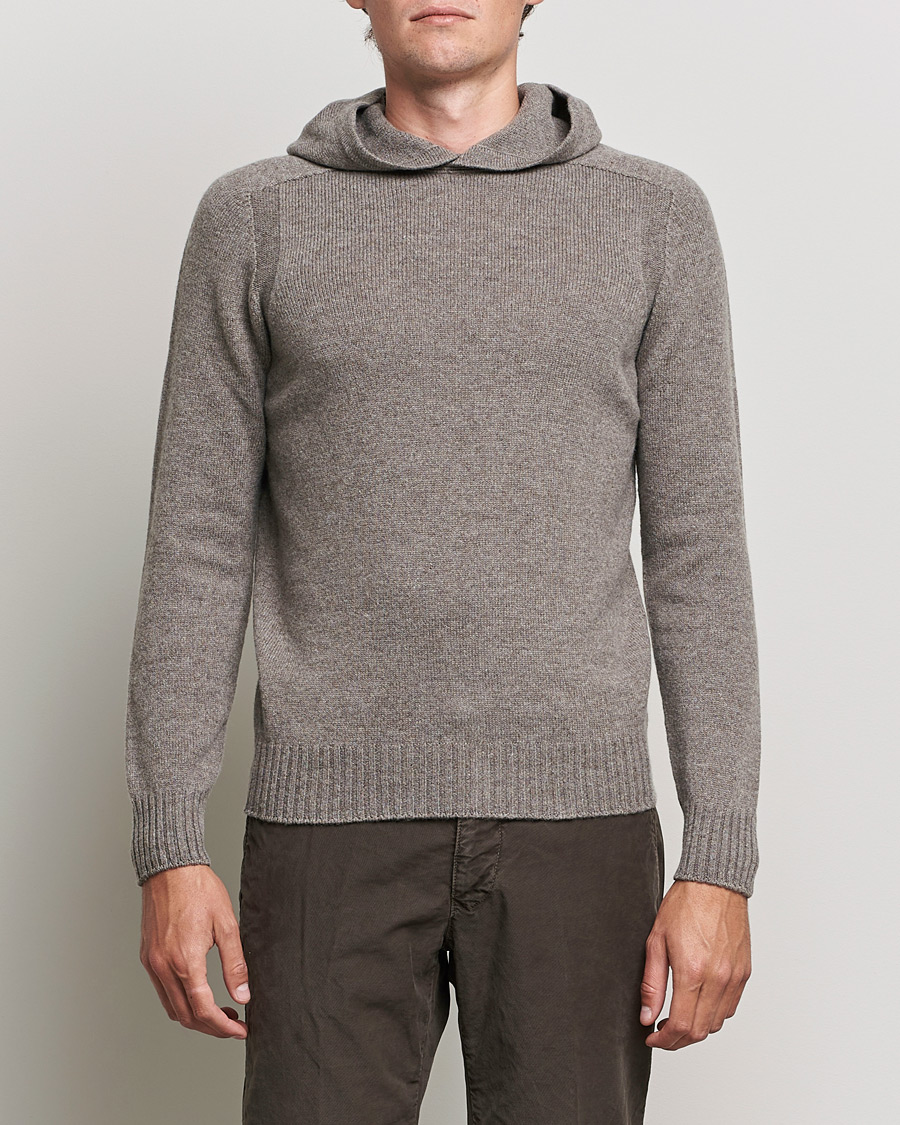 Herre | Trøjer | Gran Sasso | Wool Hoodie Taupe Melange