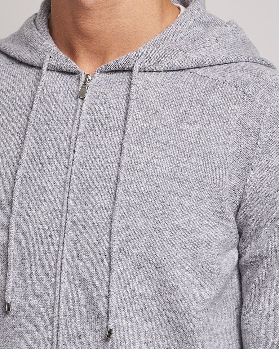 Herre | Trøjer | Gran Sasso | Full Zip Wool Hoodie Light Grey