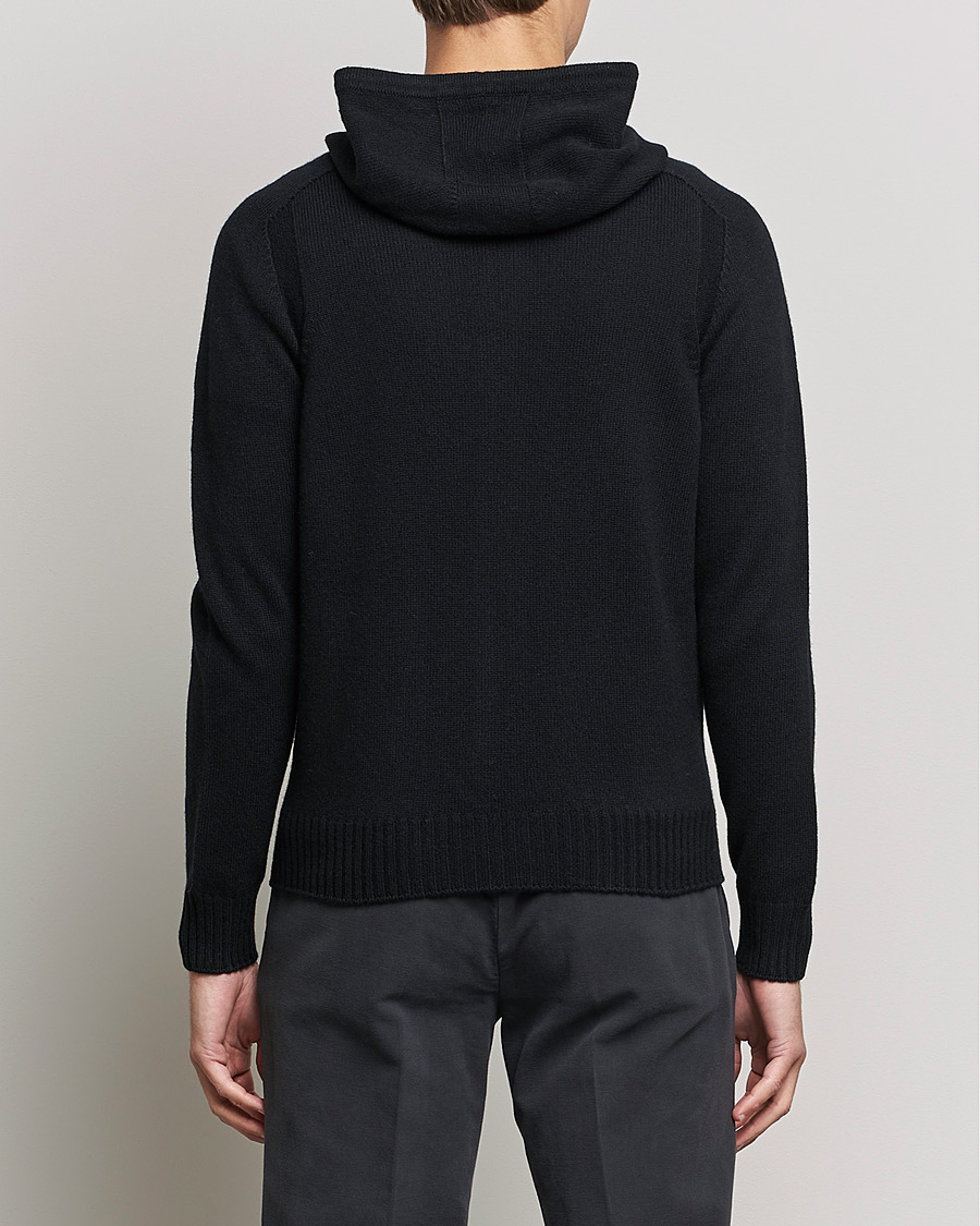 Herre | Trøjer | Gran Sasso | Full Zip Wool Hoodie Black