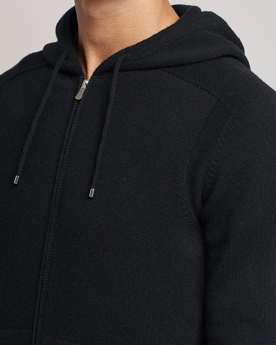 Herre | Trøjer | Gran Sasso | Full Zip Wool Hoodie Black
