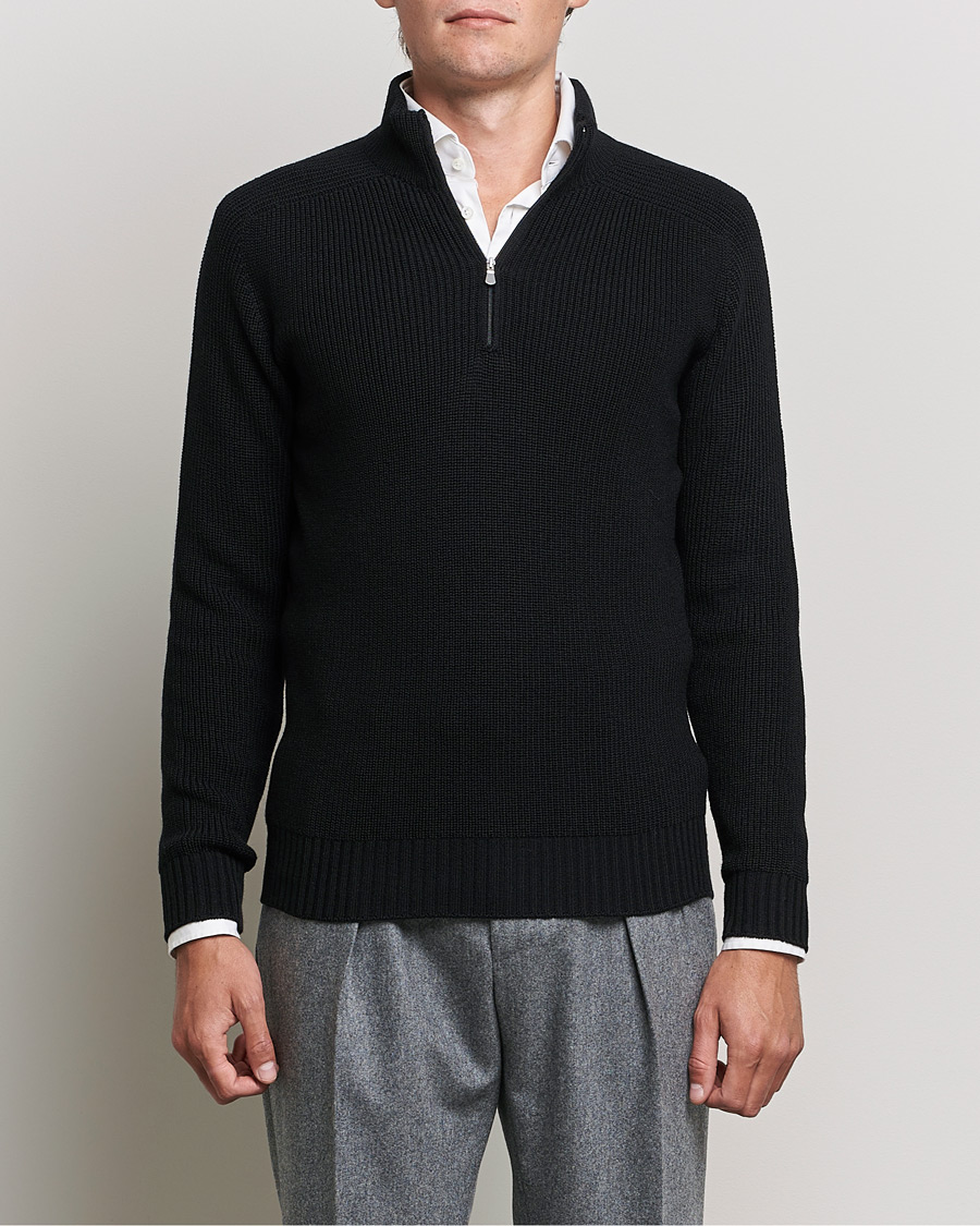 Herre | Trøjer | Gran Sasso | Rainwool Half Zip Black