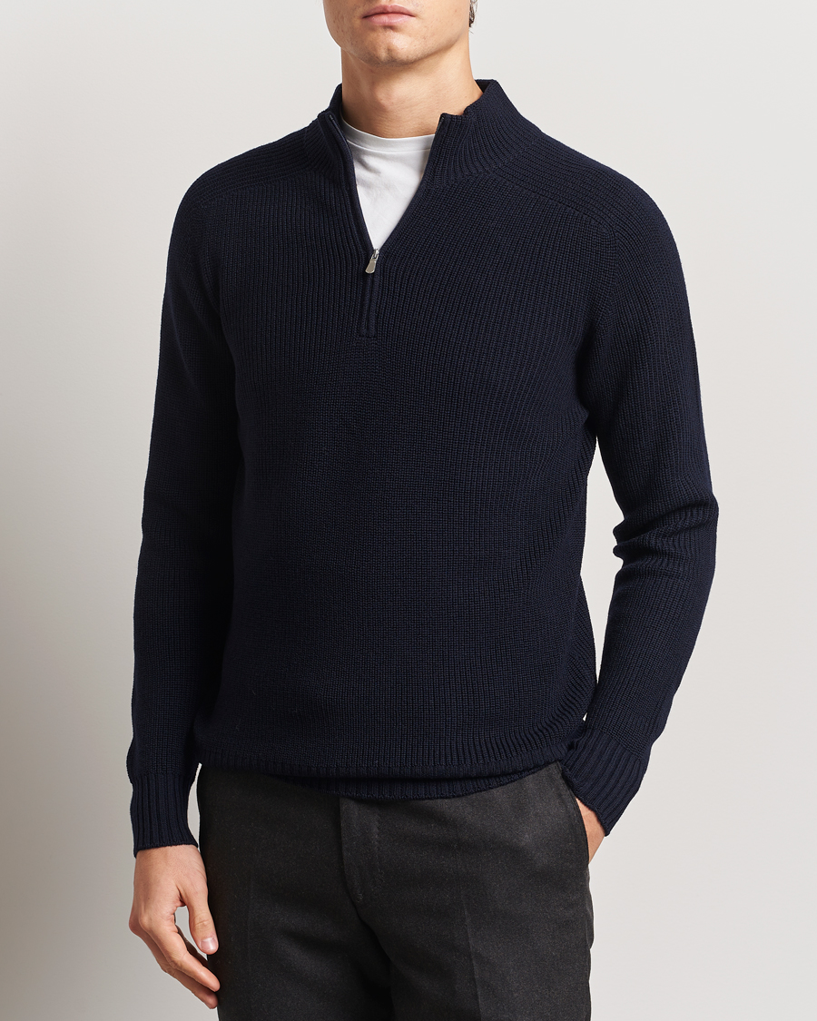 Herre | Trøjer | Gran Sasso | Rainwool Half Zip Navy