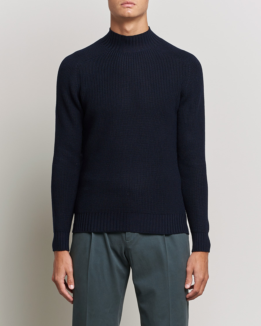 Herre | Trøjer | Gran Sasso | Rainwool Mock Neck Navy