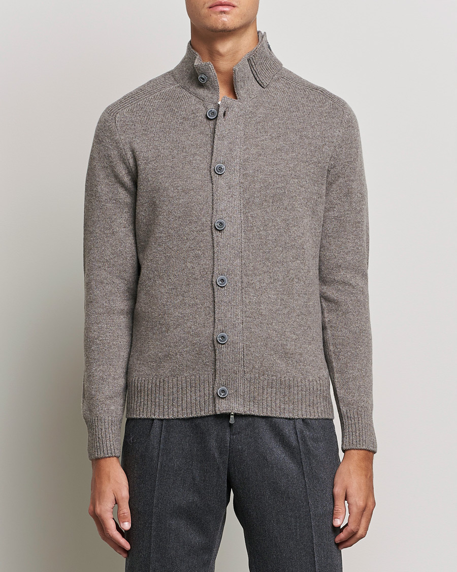 Herre | Trøjer | Gran Sasso | Heavy Wool Cardigan Light Brown
