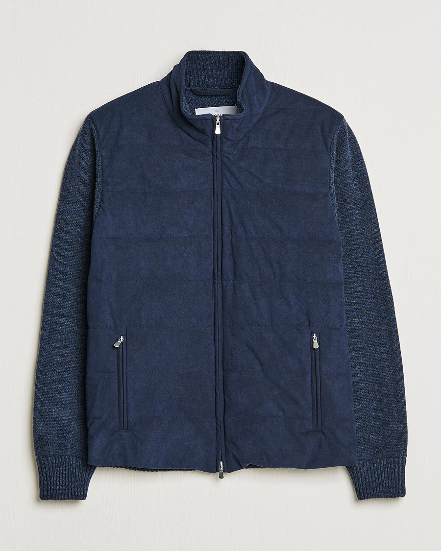 Herre | Trøjer | Gran Sasso | Wool/Alcantara Full Zip Navy