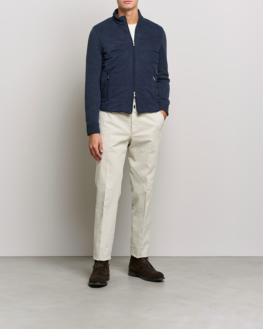 Herre | Trøjer | Gran Sasso | Wool/Alcantara Full Zip Navy