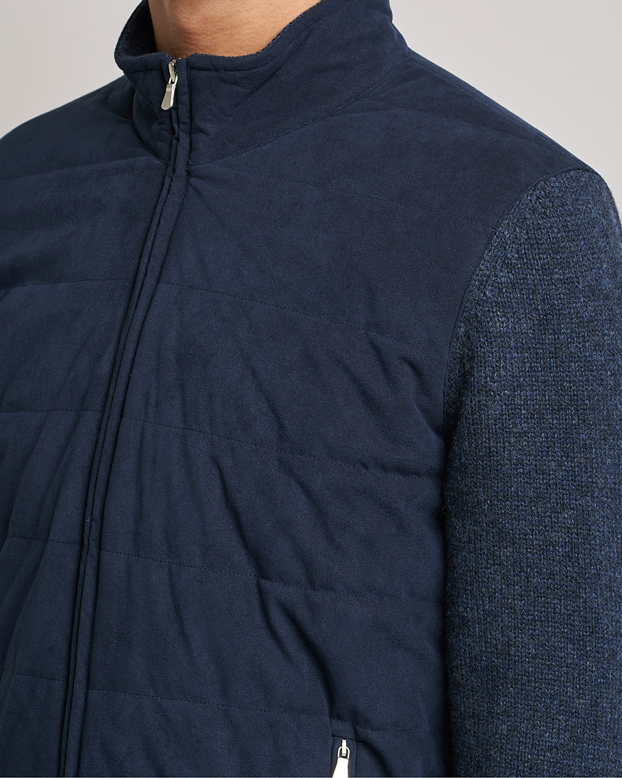 Herre | Trøjer | Gran Sasso | Wool/Alcantara Full Zip Navy