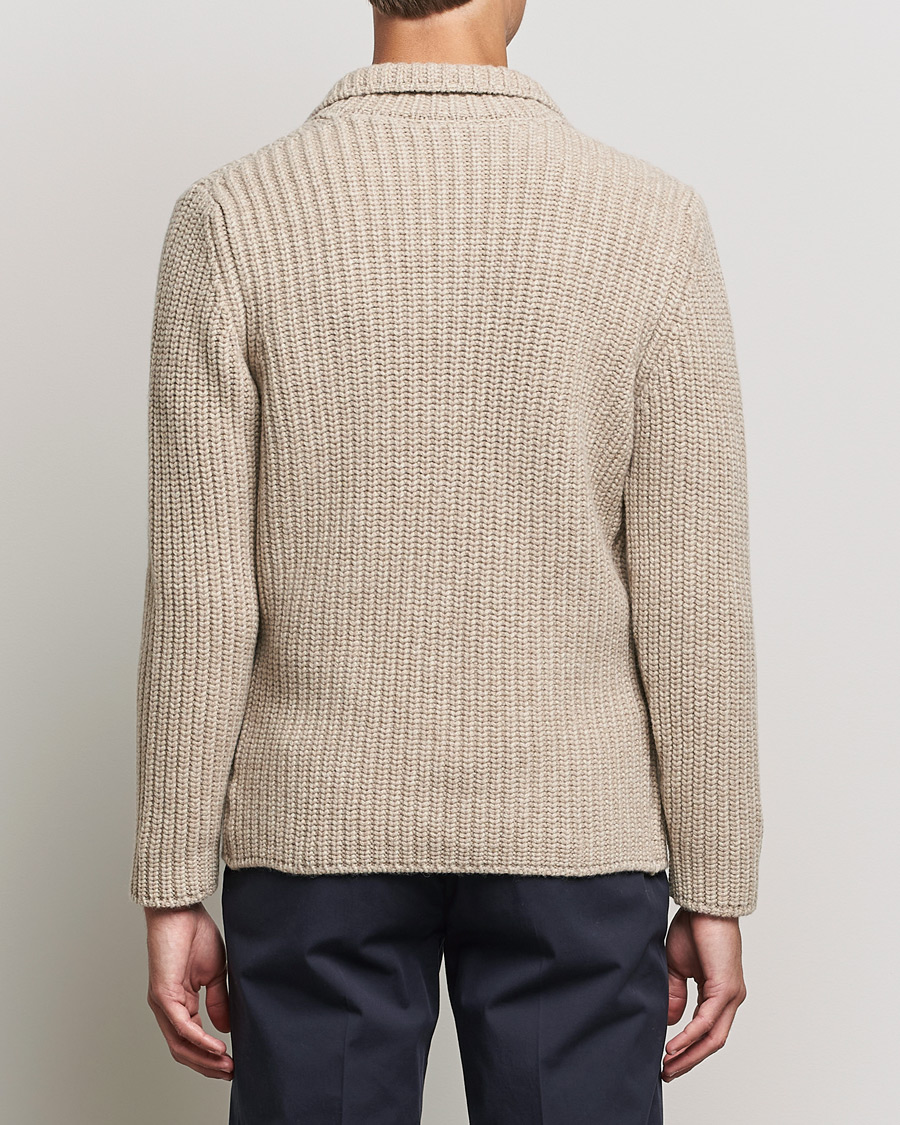 Herre | Trøjer | Gran Sasso | Heavy Wool Knitted Blazer Cardigan Beige