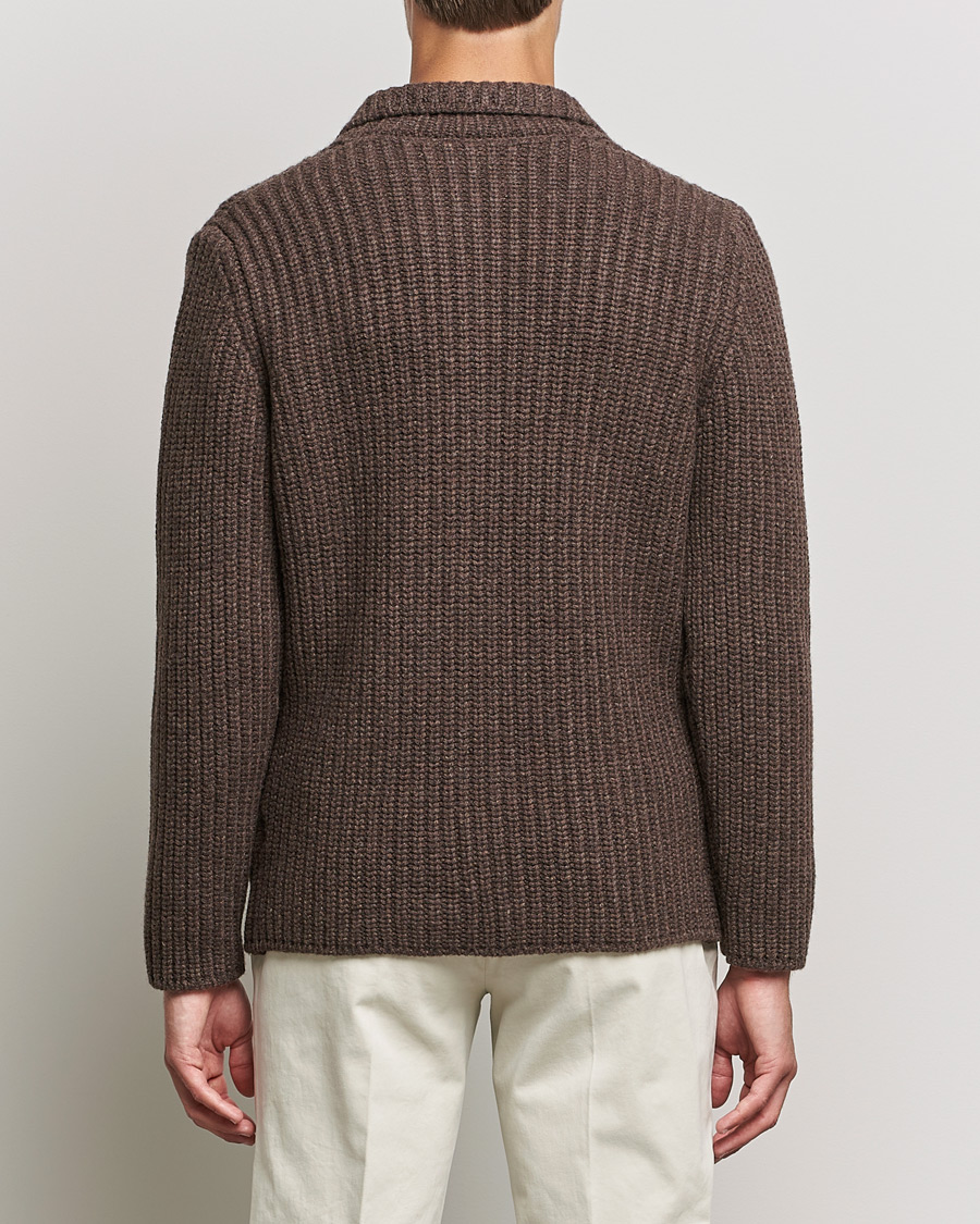 Herre | Trøjer | Gran Sasso | Heavy Wool Knitted Blazer Cardigan Brown