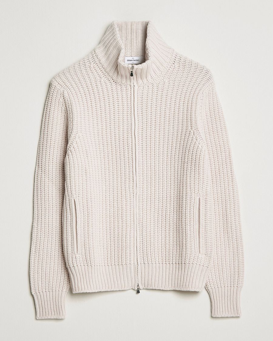 Herre | Trøjer | Gran Sasso | Heavy Wool/Cashmere Full Zip Beige