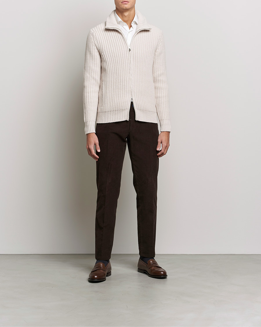 Herre | Trøjer | Gran Sasso | Heavy Wool/Cashmere Full Zip Beige