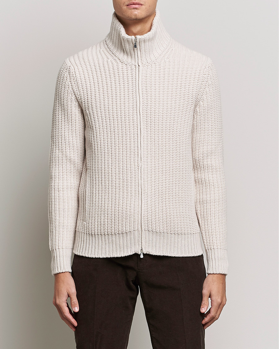 Herre | Trøjer | Gran Sasso | Heavy Wool/Cashmere Full Zip Beige