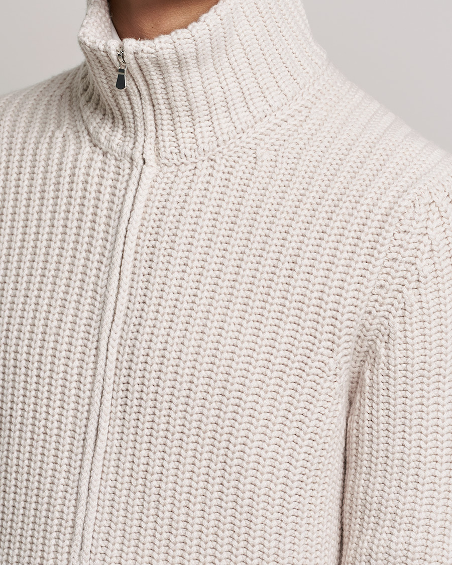Herre | Trøjer | Gran Sasso | Heavy Wool/Cashmere Full Zip Beige