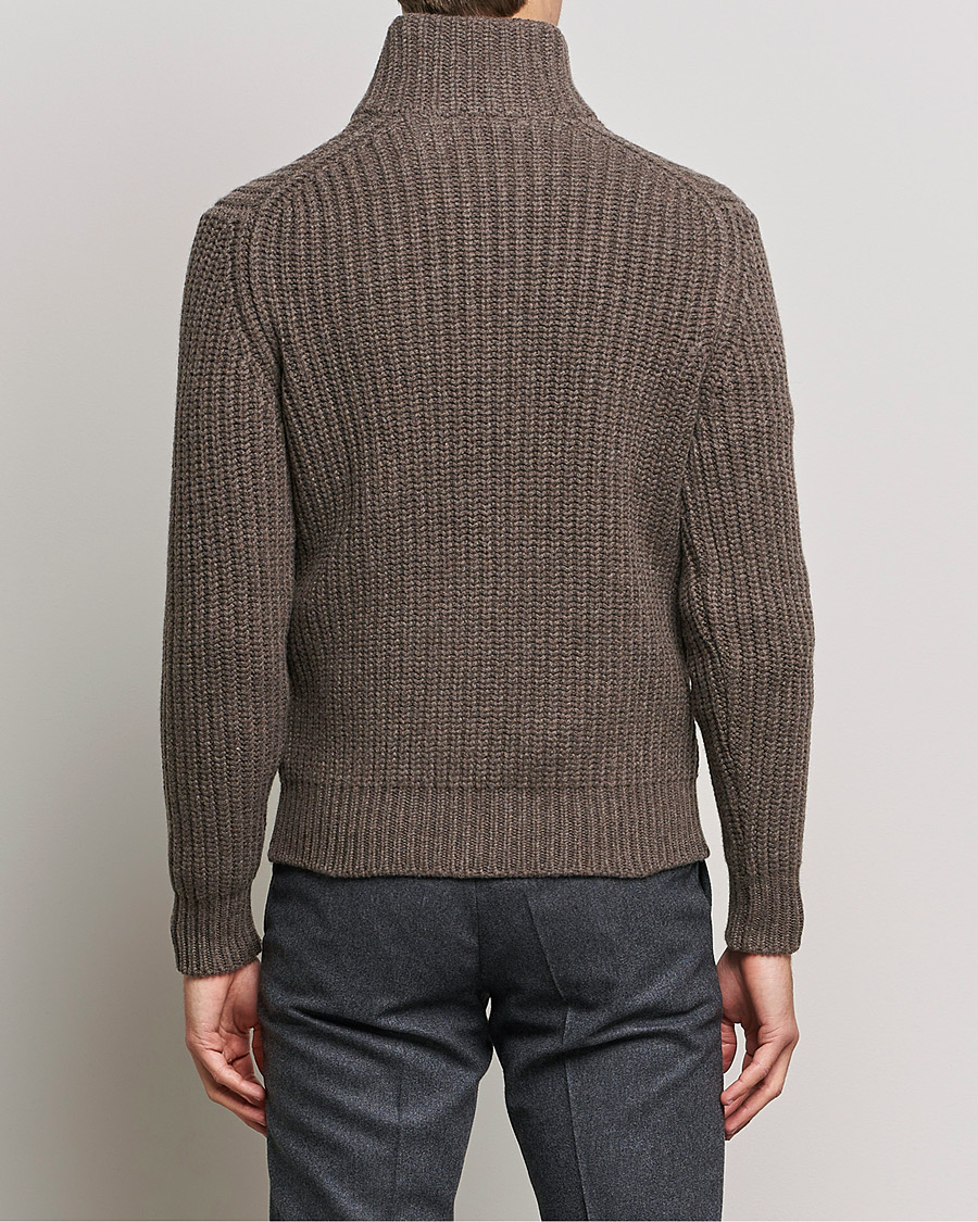 Herre | Trøjer | Gran Sasso | Heavy Wool/Cashmere Full Zip Brown