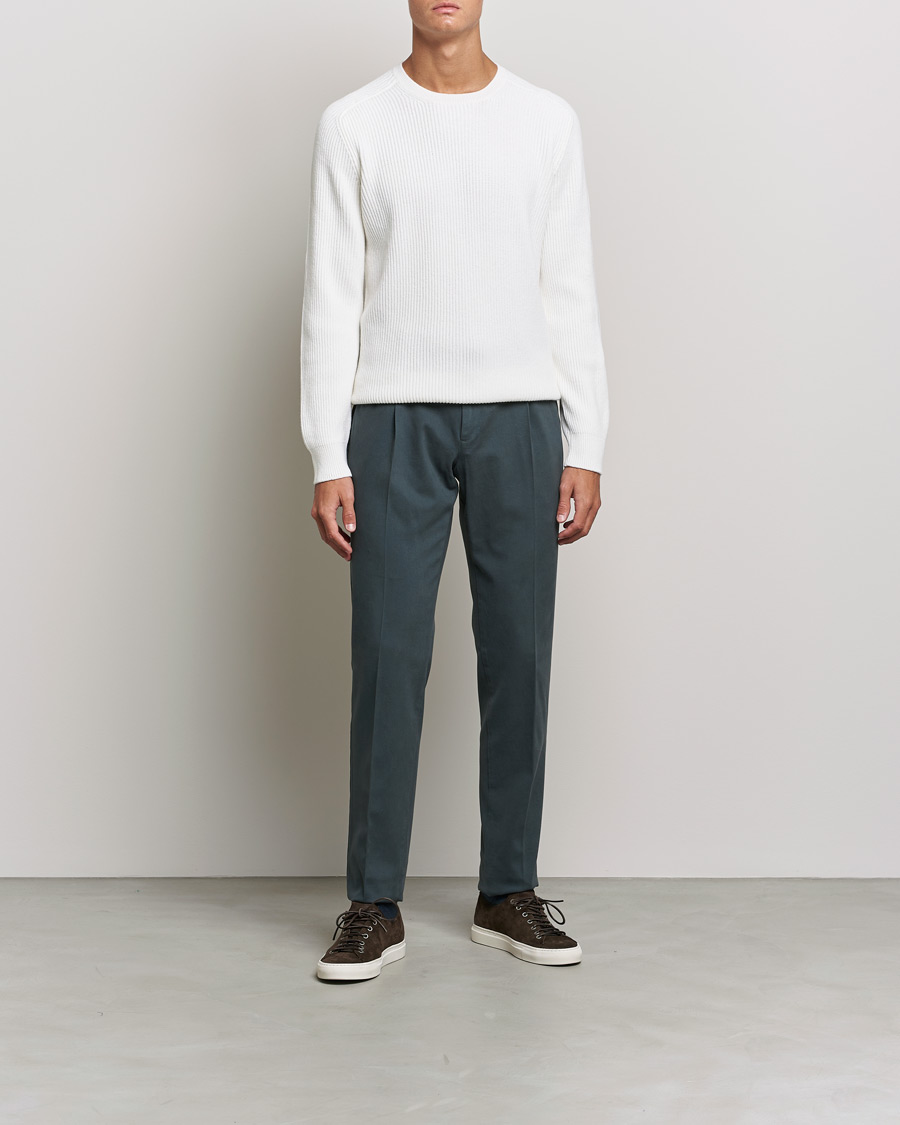 Herre | Trøjer | Gran Sasso | Knitted Wool/Cashmere Structure Crewneck Off White
