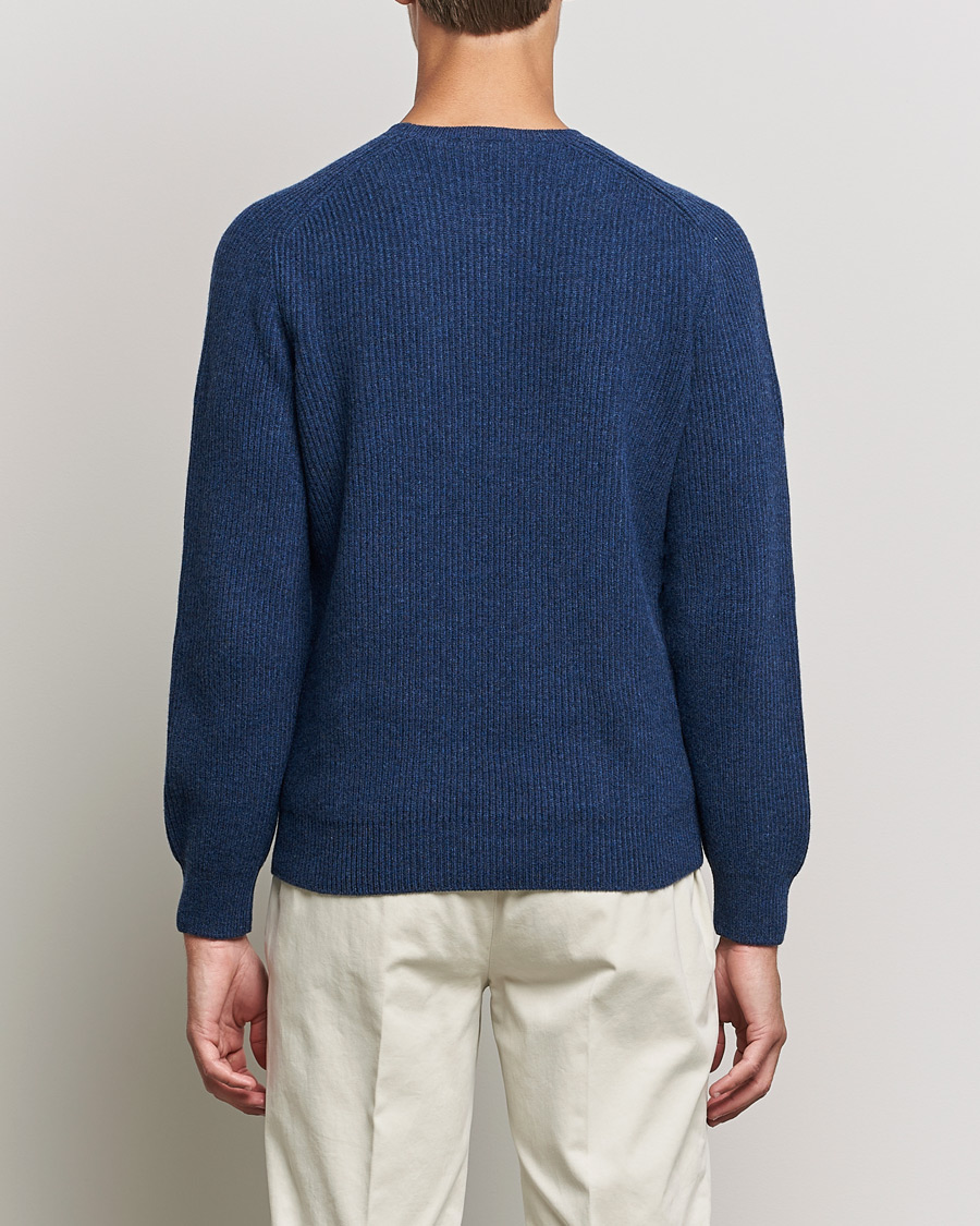 Herre | Trøjer | Gran Sasso | Knitted Wool/Cashmere Structure Crewneck Navy