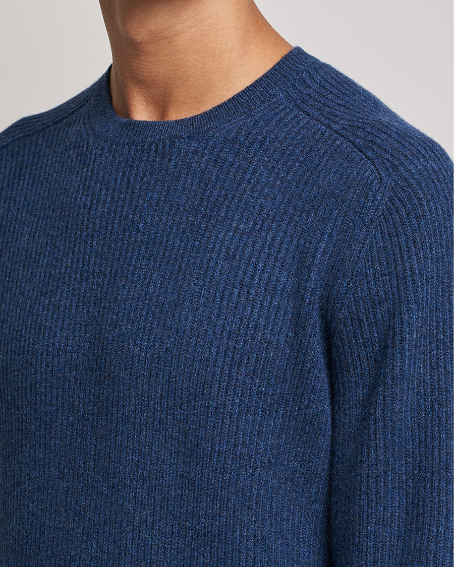 Herre | Trøjer | Gran Sasso | Knitted Wool/Cashmere Structure Crewneck Navy