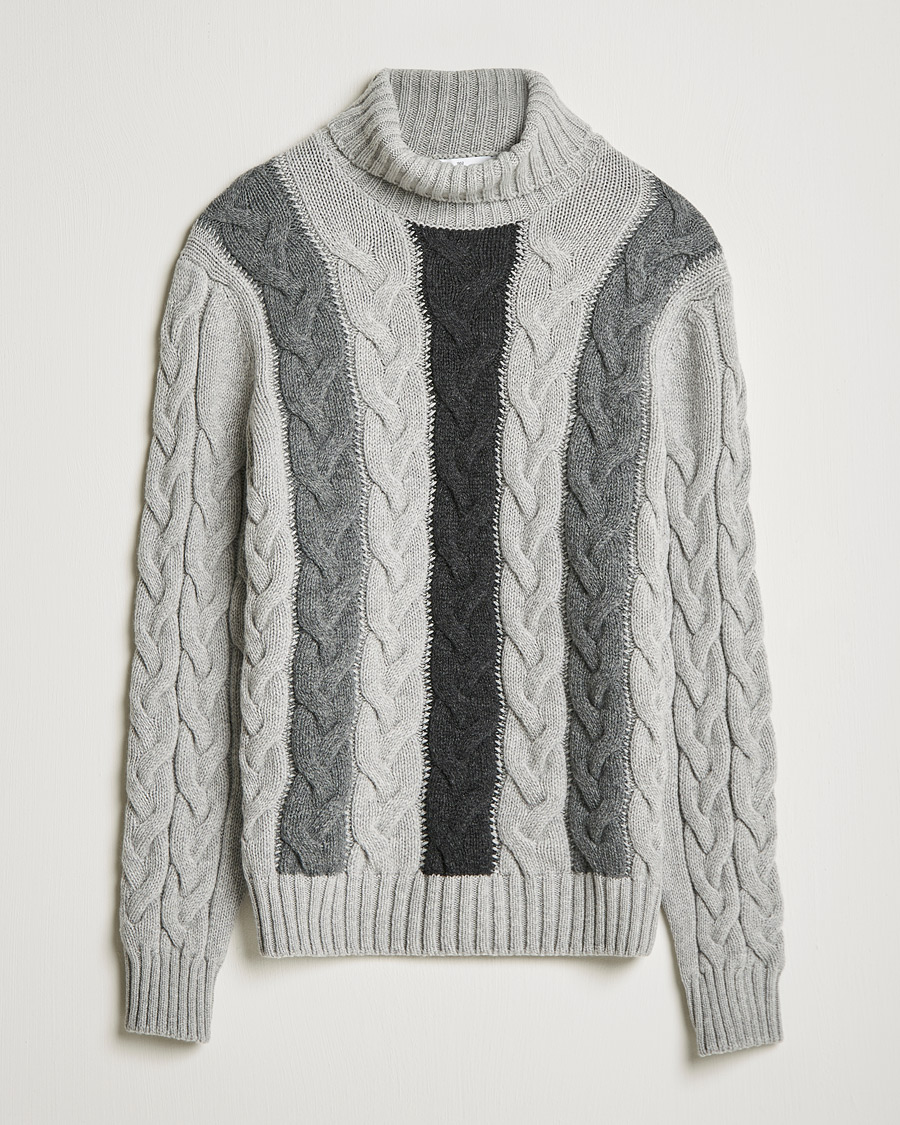 Herre |  | Gran Sasso | Cable Knitted Wool Rollneck Grey