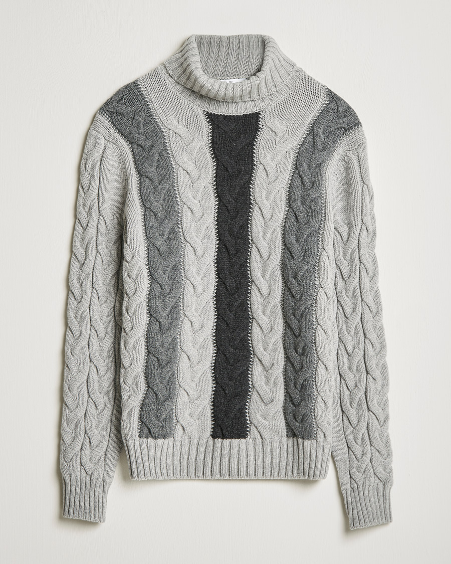 Herre | Trøjer | Gran Sasso | Cable Knitted Wool Rollneck Grey
