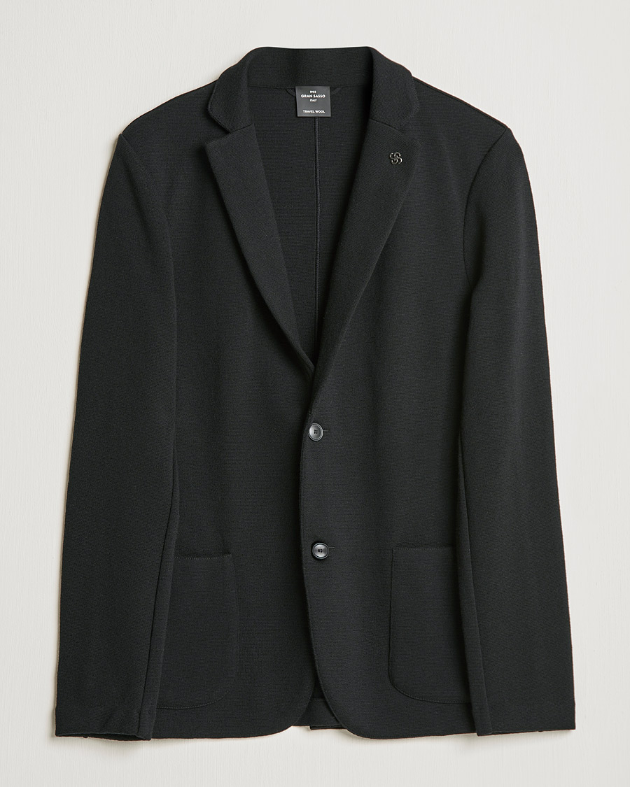 Herre | Cardiganblazer  | Gran Sasso | Travel Wool Knitted Jacket Black
