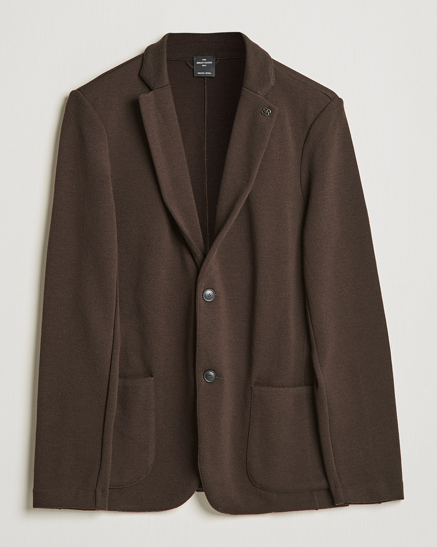 Herre | Blazere & jakker | Gran Sasso | Travel Wool Knitted Jacket Brown