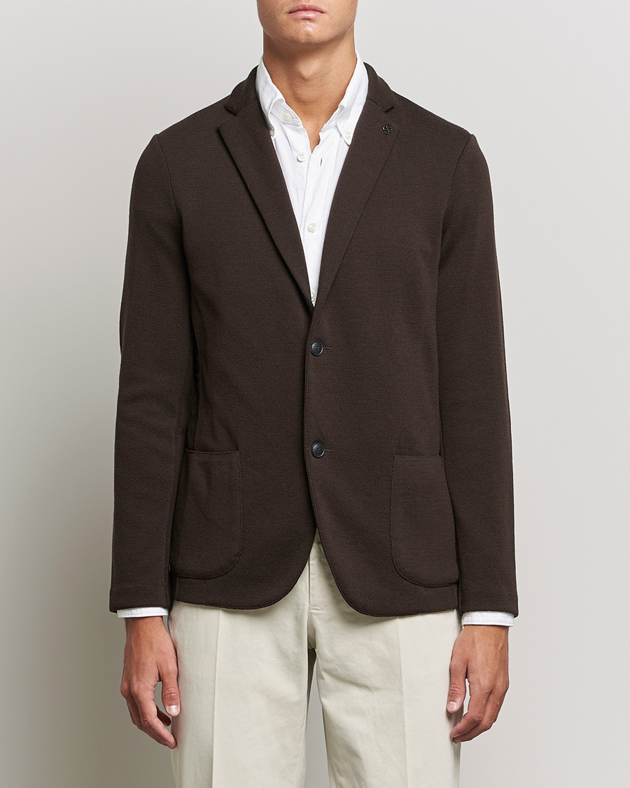 Herre | Blazere & jakker | Gran Sasso | Travel Wool Knitted Jacket Brown