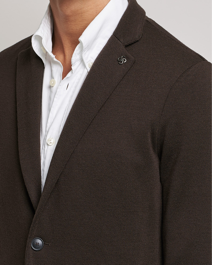 Herre | Blazere & jakker | Gran Sasso | Travel Wool Knitted Jacket Brown