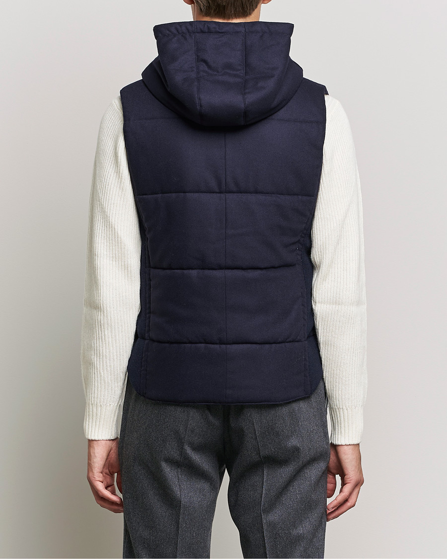 Herre | Trøjer | Gran Sasso | Wool Flannel Hooded Vest Navy