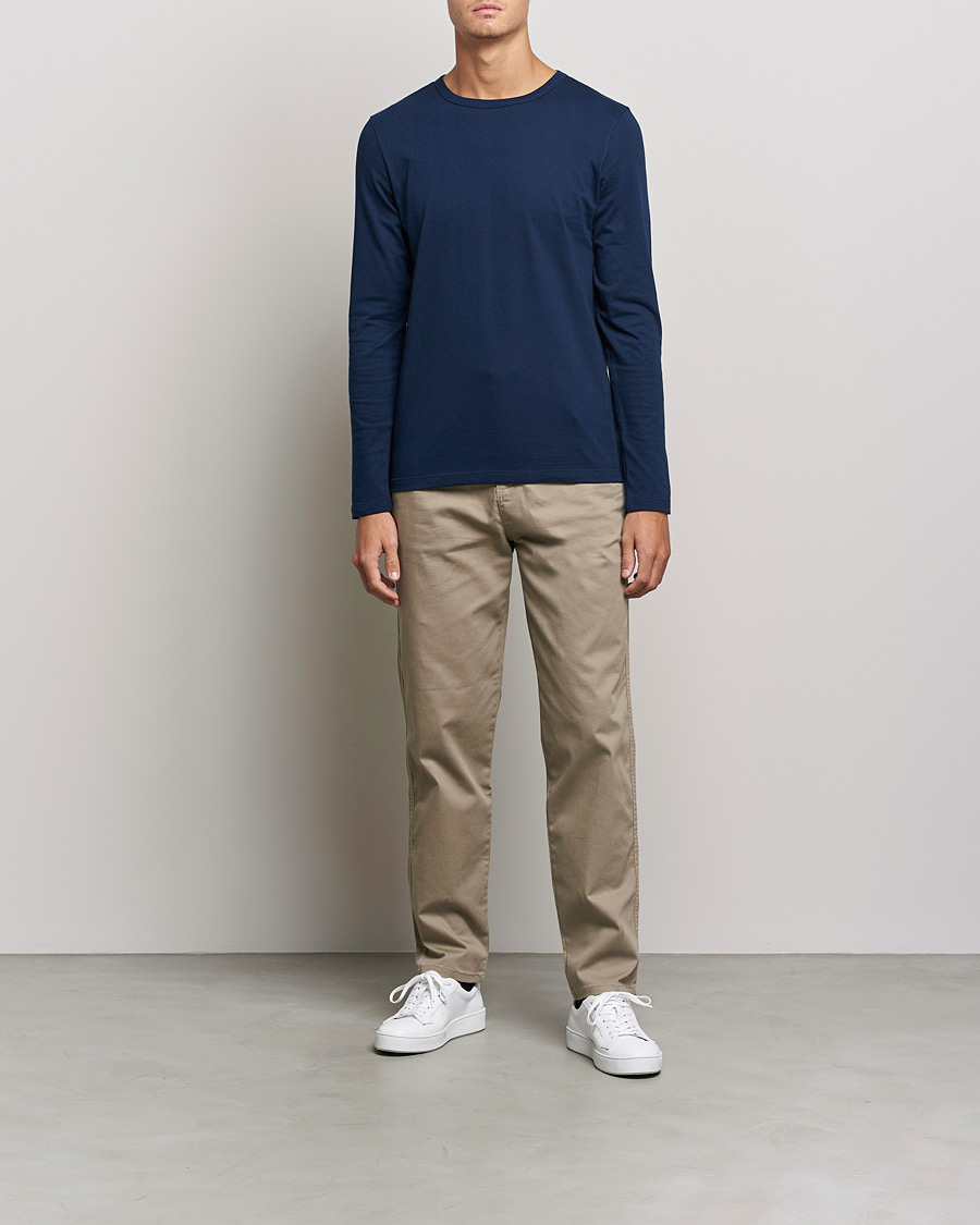 Herre | T-Shirts | Merz b. Schwanen | 1950s Classic Loopwheeled Longsleeve Tee Ink