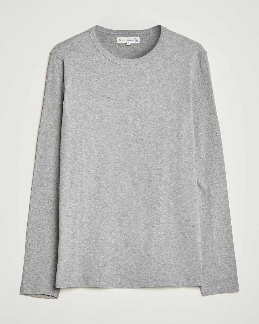 Herre | T-Shirts | Merz b. Schwanen | 1950s Classic Loopwheeled Longsleeve Tee Grey Marl